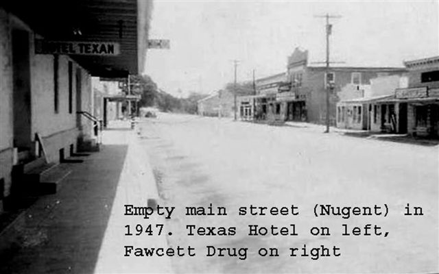 Empty main street of Nugent in 1947
