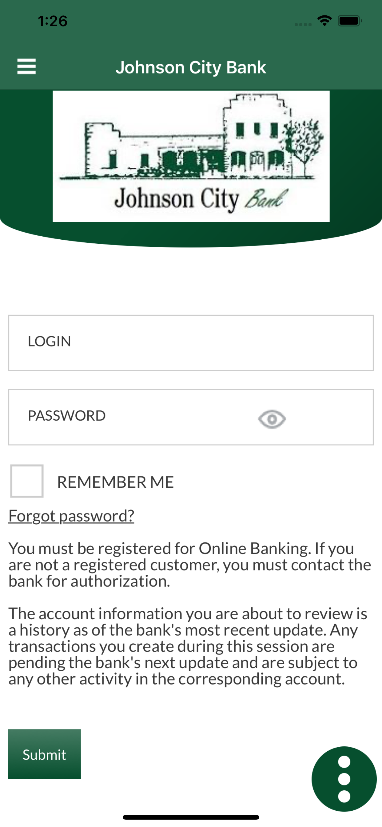 Mobile Banking App Login